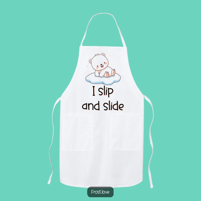 Funny Kawaii Polar Bear Sliding Apron: Kitchen Arctic Fun Gift