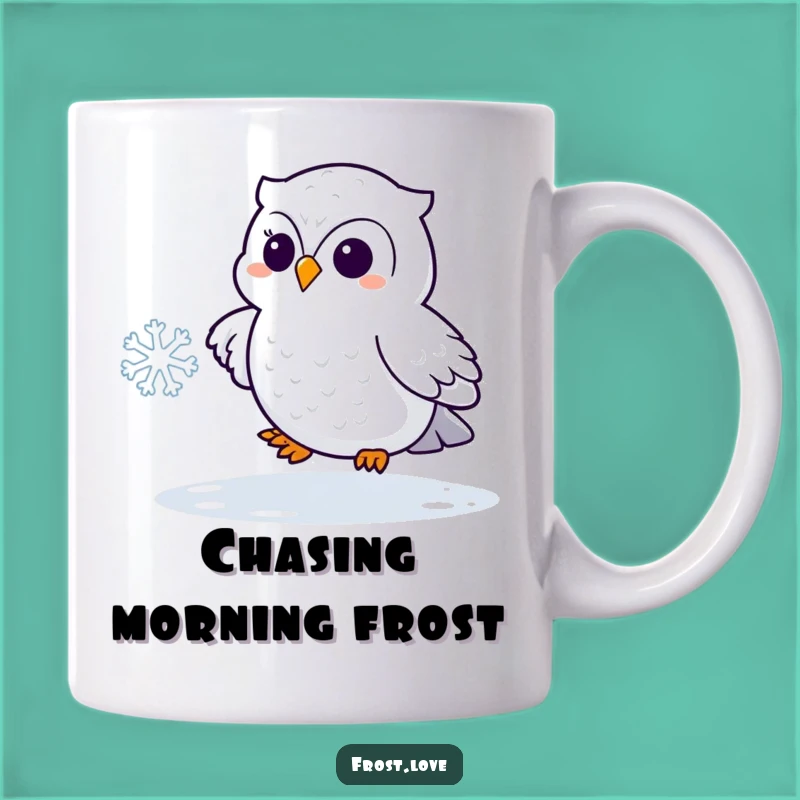 Funny Snowy Owl Snowflake Mug: Playful Bird Gift