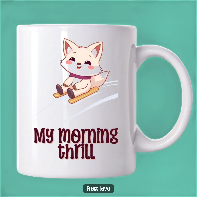 Funny Snow Fox Sliding Mug: Winter Thrills, Perfect Hilarious Gift for Fox Lovers