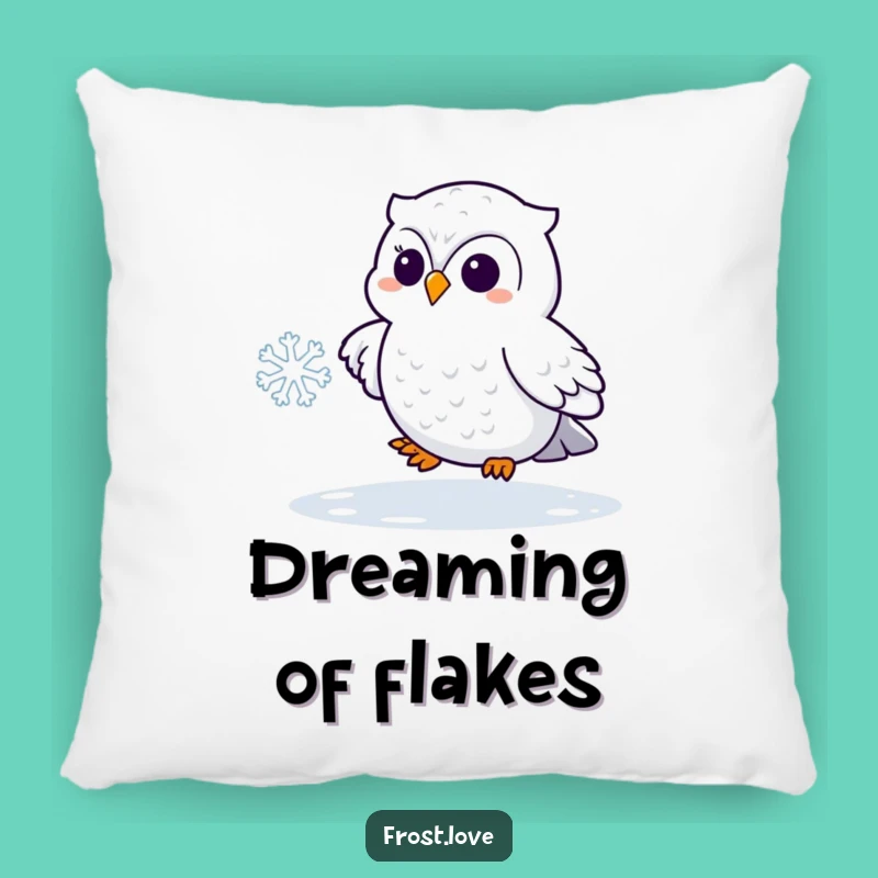 Funny Snowy Owl Snowflake Pillow: Cozy Winter Bird Cushion Gift