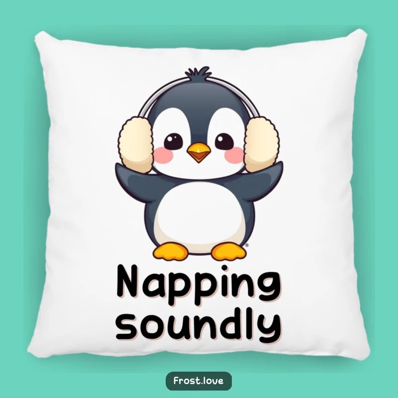 Funny Penguin Earmuffs Pillow: Cozy Comical Bird Cushion Gift
