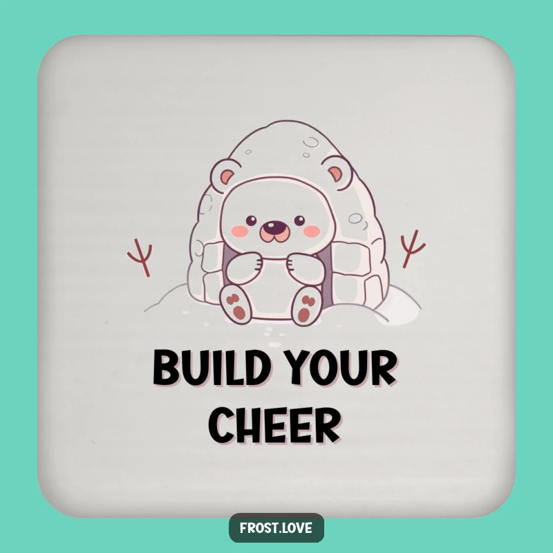 Funny Snow Bear Fort Coaster Set: Protect Surfaces with Coziness, Gift Set