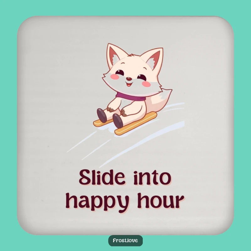 Funny Snow Fox Sliding Coaster Set: Protect Surfaces with Fun, Gift Set