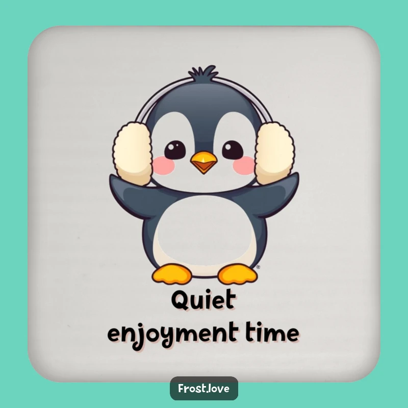 Funny Penguin Earmuffs Drink Coaster: Winter Table Protection Gift