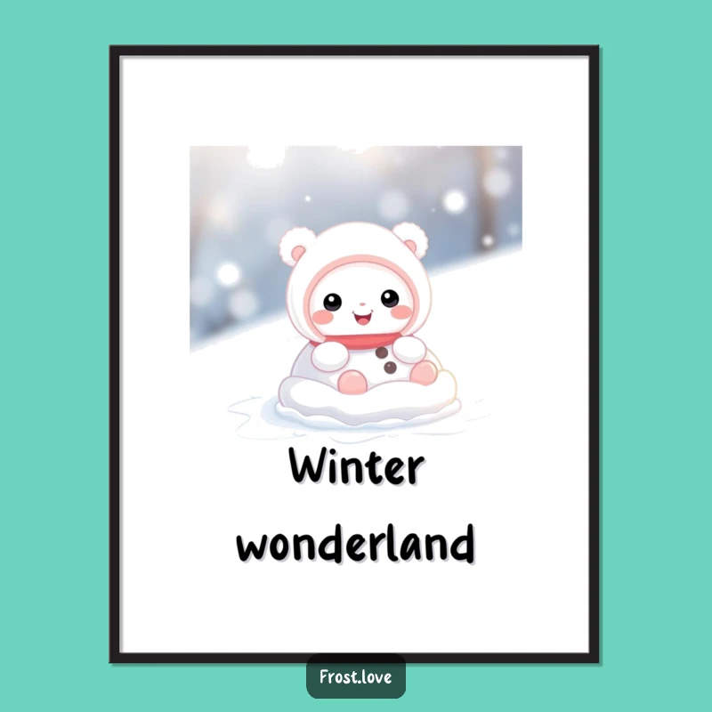 Funny Snow Creature Rolling Poster: Joyful Winter Art, Perfect Hilarious Gift