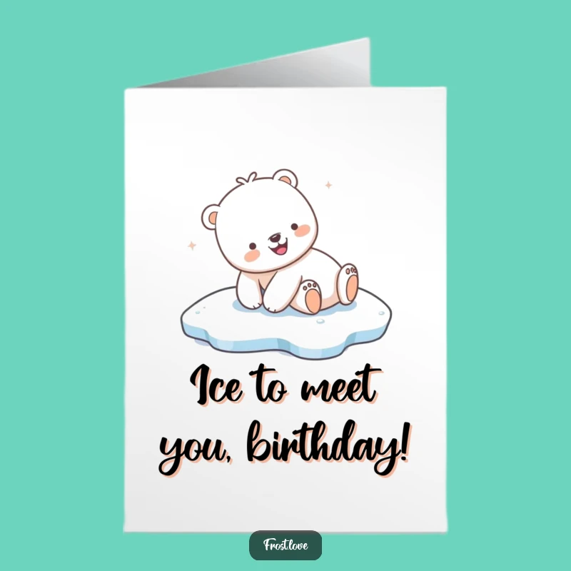 Free Printable Birthday Card: Funny Kawaii Polar Bear Sliding Fun!