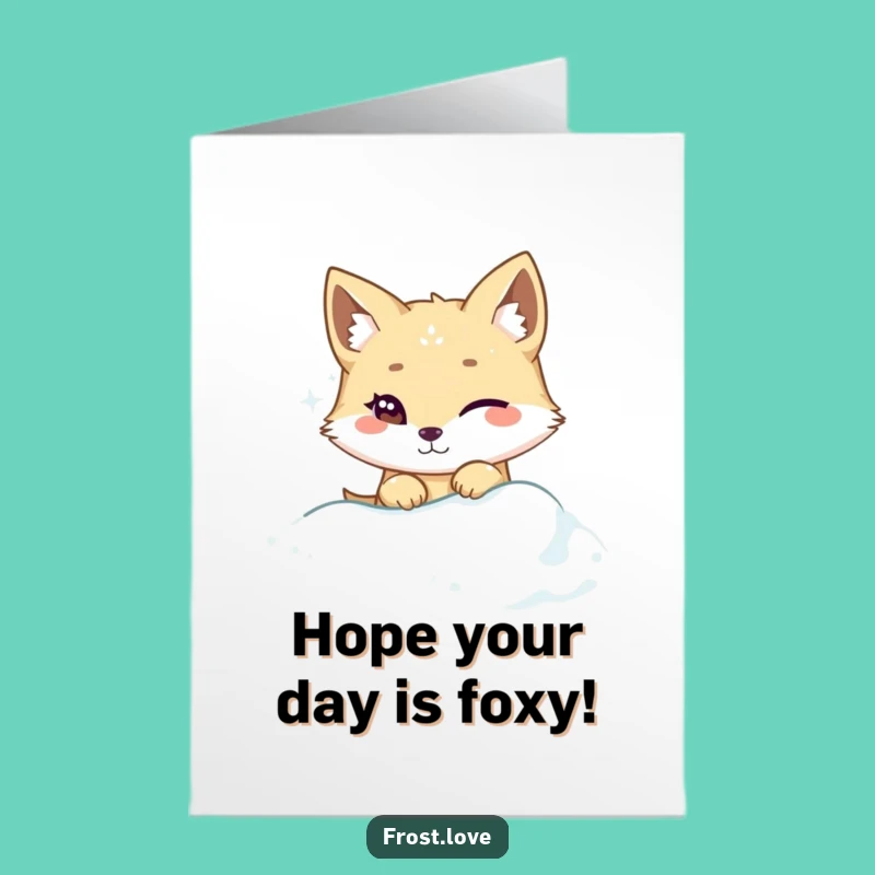 Free Printable Birthday Card: Winking Kawaii Arctic Fox Surprise!