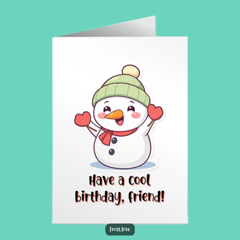 Free Printable Birthday Card: Happy Kawaii Snowman Hello!