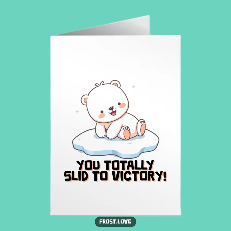 Free Printable Congrats Card: Kawaii Polar Bear Sliding Celebration!