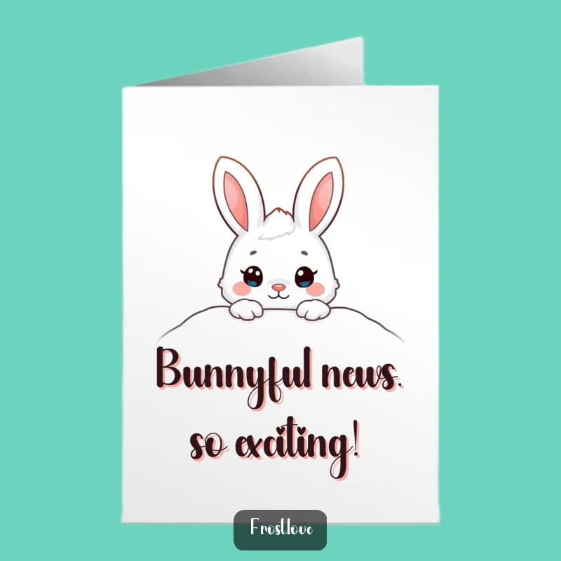 Free Printable Congrats Card: Snow Bunny Peeking, Ideal DIY Congratulations Gift