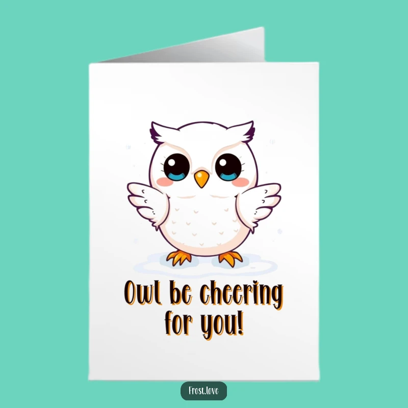 Free Printable Congrats Card: Kawaii Owl Catching Snow, Ideal DIY Congratulations Gift