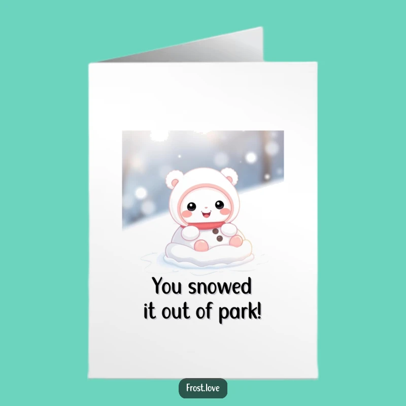 Free Printable Congrats Card: Snow Creature Rolling, Ideal DIY Congratulations Gift