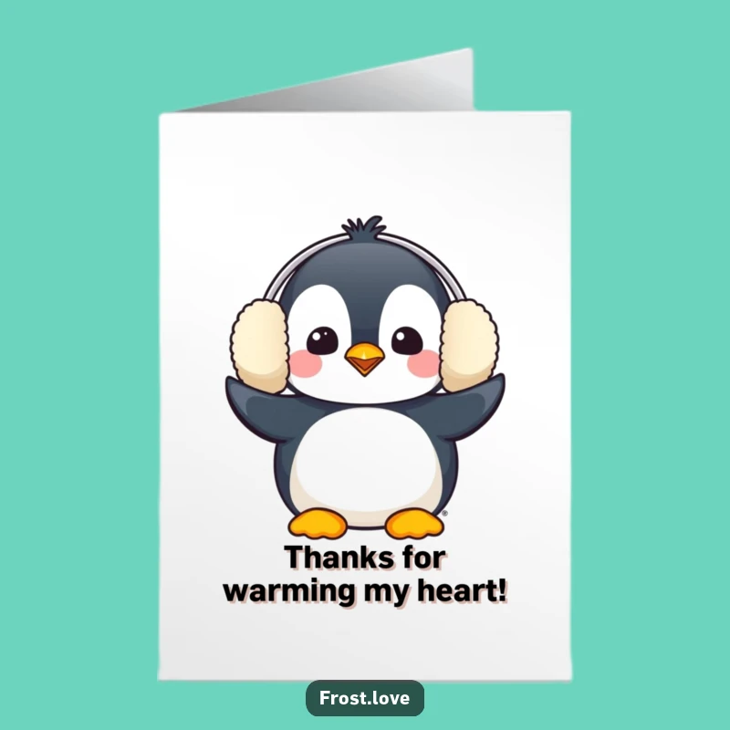Free Printable Thank You Card: Kawaii Penguin Earmuff Thanks!