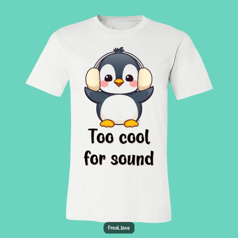 Funny Penguin Earmuffs T-Shirt: Comical Winter Bird Apparel Gift