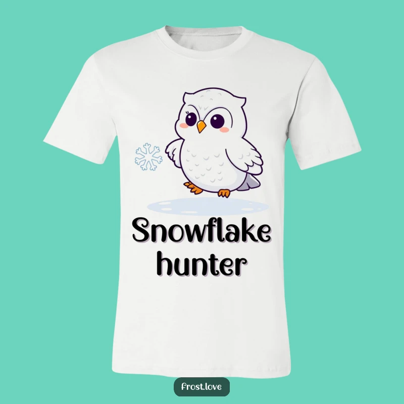 Funny Snowy Owl Snowflake T-Shirt: Playful Winter Bird Apparel Gift