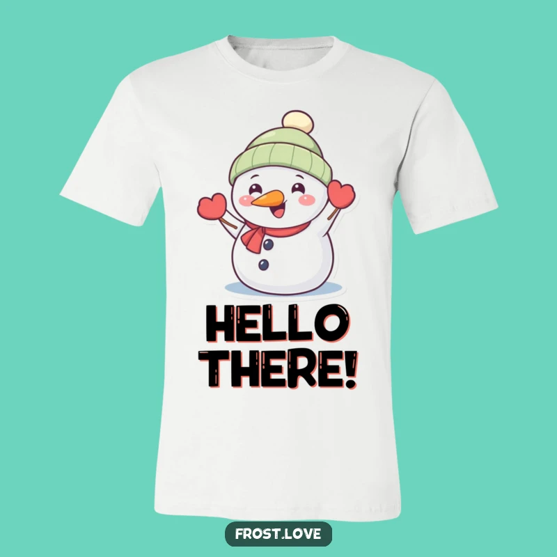 Funny Snowman Waving T-Shirt: Cheerful Winter Apparel Gift