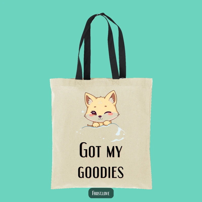 Funny Arctic Fox Winking Tote Bag: Sly Animal Carryall Gift