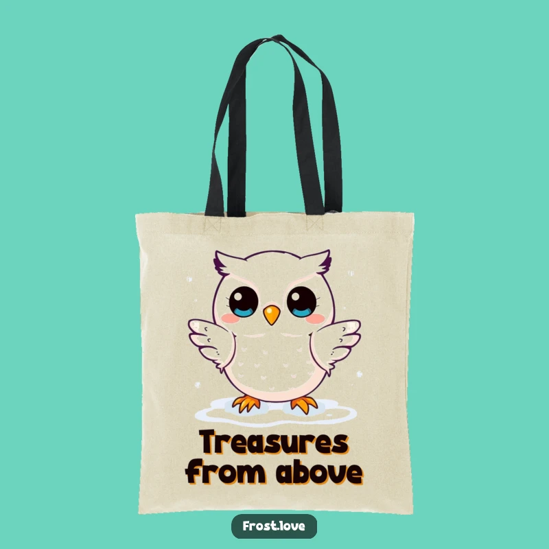 Funny Kawaii Snow Owl Tote Bag: Carry Winter's Charm, Perfect Cute Gift